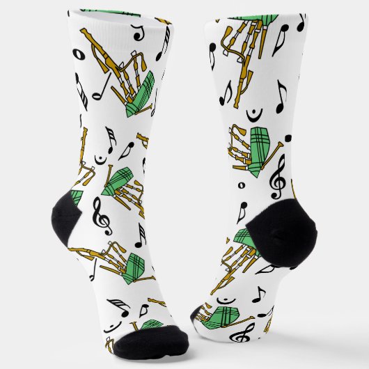 Bagpipes Music Note Pattern Sokken (Gebogen)