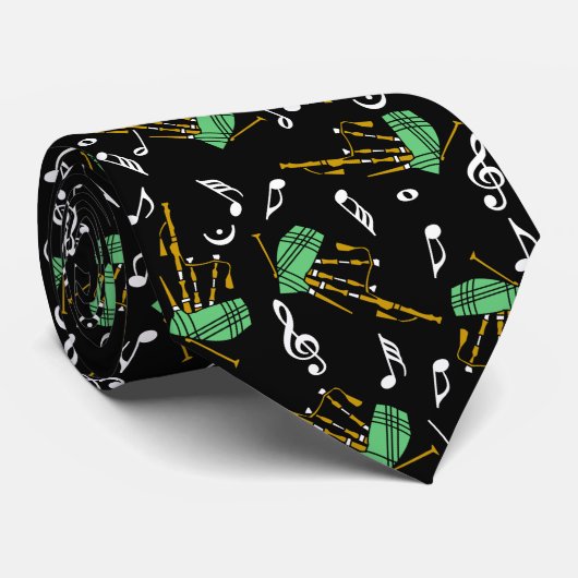 Bagpipes Music Note Pattern Stropdas (Opgerold)