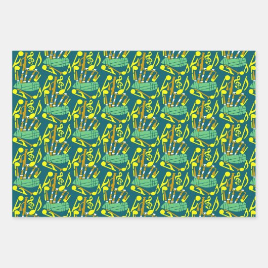 Bagpipes Muzieknoten Inpakpapier Vel (Voorkant)