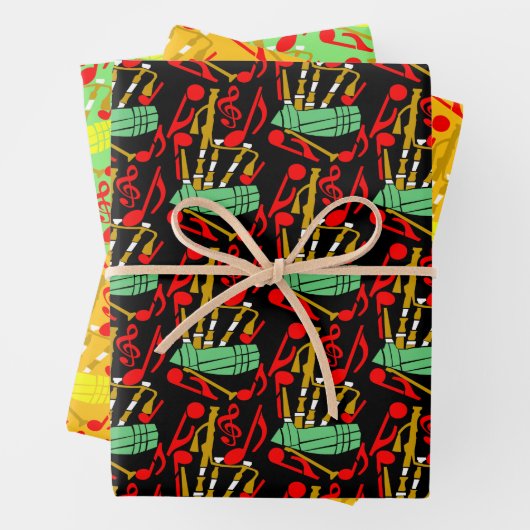 Bagpipes Muzieknoten Inpakpapier Vel (In situ)