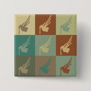 Bagpipes Pop Art Vierkante Button 5,1 Cm