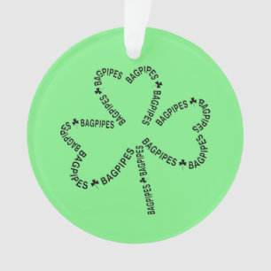 Bagpipes Text Shamrock T-Shirt Ornament
