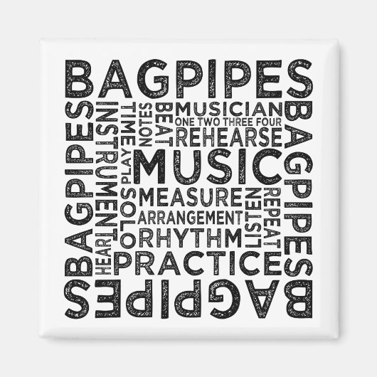 Bagpipes Typografie Magneet (Voorkant)
