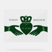 Bague de Claddagh irlandais Simple Graphisme Vert (Recto)
