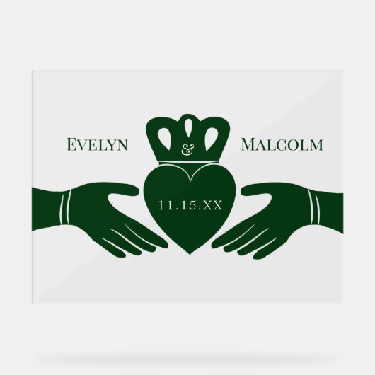 Bague de Claddagh irlandais Simple Graphisme Vert (Recto)