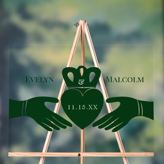 Bague de Claddagh irlandais Simple Graphisme Vert (Neutre)