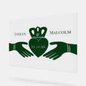 Bague de Claddagh irlandais Simple Graphisme Vert (Angle)