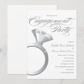 Bague fiançailles - Blanc | Invitation de la parti (Devant / Derrière)