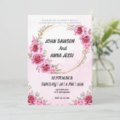 Bague or rose rose rose des invitations de mariage (Debout devant)