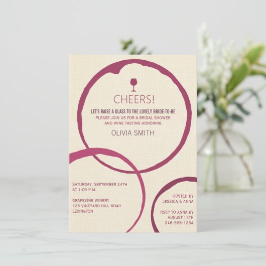 Bagues à sifflets à vin Invitations de douche nupt (Debout devant)