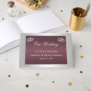 Bagues argentées et Mariage Burgandy