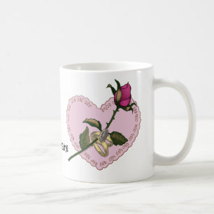 Bagues cardiaques Rose mariage tasses