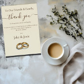 Bagues de mariage d'or merci Table Card