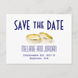 Bagues Mariage Or Bleu Enregistrer la date Cartes