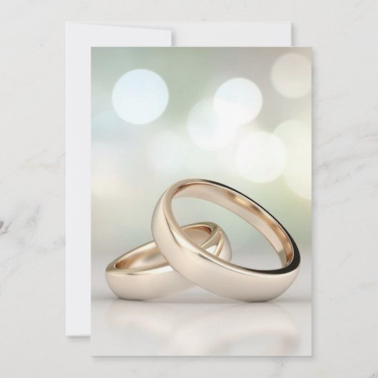 Bagues or élégant Faire-part de mariage simple (Dos)