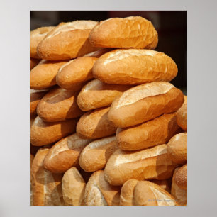 Baguette, brood, te koop op straat door hawker. poster