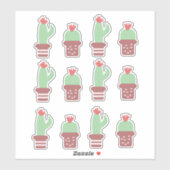 Baguette Cactus Cactus Plantes Pots Set Sticker (Feuille)