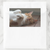 Baguette Chat couchage Stickers Rectangle (Sac)