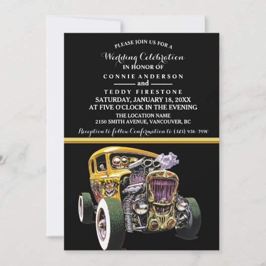 Baguette chaude faire-part de mariage et jaune (Devant)