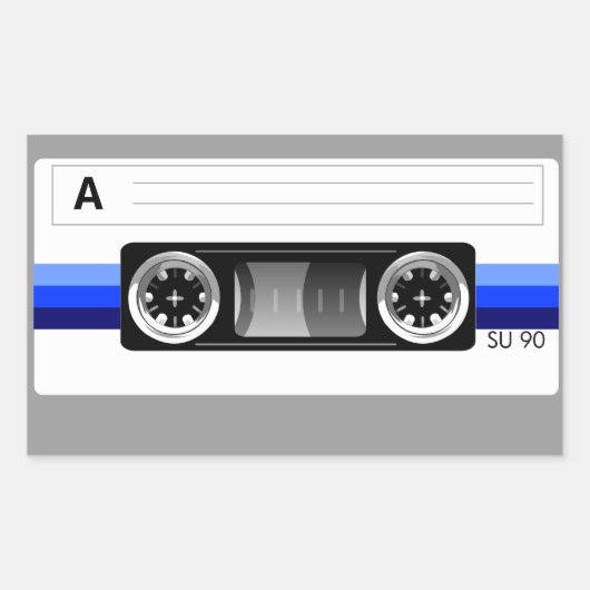 Baguette de cassette étiquette bleu autocollant (Devant)