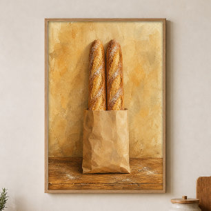 Baguettepaar op papier Aquarelposter Poster