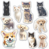 Baguettes mignonnes et chatte Stickers (Devant)