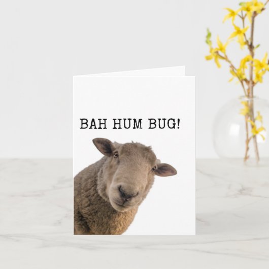 Bah Hum Bug, Grappig, Schattige, Schaap, Kerst Kaa Kaart (Gele Bloem)