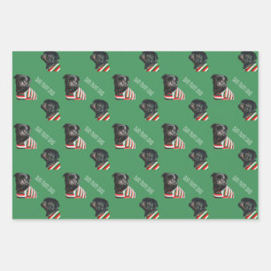 Bah Hum Pug kerstwrapping papier - 3 vellen
