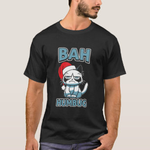 Bah Humbug Cat Santa Hat Anti Xmas Grumpy Scrooge T-shirt