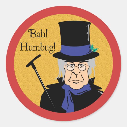 Bah! Humbug! Ebenezer Scrooge Ronde Sticker (Voorkant)