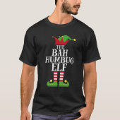 Bah Humbug Elf Family Matching met Kerstmis Pajama T-shirt (Voorkant)
