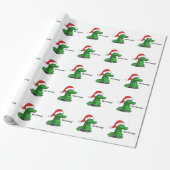 Bah Humbug! Fun, Alligator met kersthoed Cadeaupapier (Uitgerold)