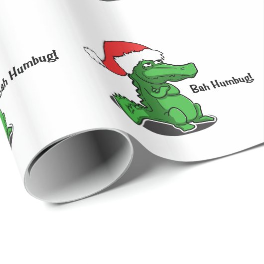 Bah Humbug! Fun, Alligator met kersthoed Cadeaupapier (Rol Hoek)