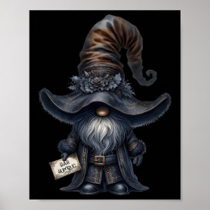 Bah Humbug Gnome in Dark Santa Outfit Grappig Anti Poster