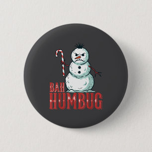 Bah Humbug Kerstman Hoed Boze Sneeuwman Sarcastisc Ronde Button 5,7 Cm