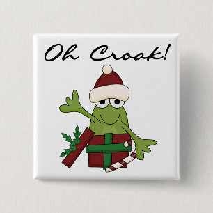 Bah Humbug Kikker Kerst Tshirts en geschenken Vierkante Button 5,1 Cm