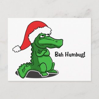 Bah Humbug! Leuk, Alligator met kerstmuts Feestdagenkaart