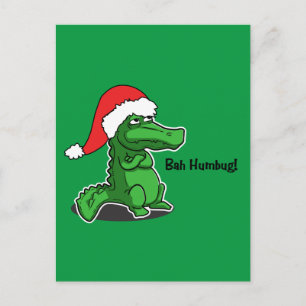 Bah Humbug! Leuk, Alligator met kerstmuts Feestdagenkaart