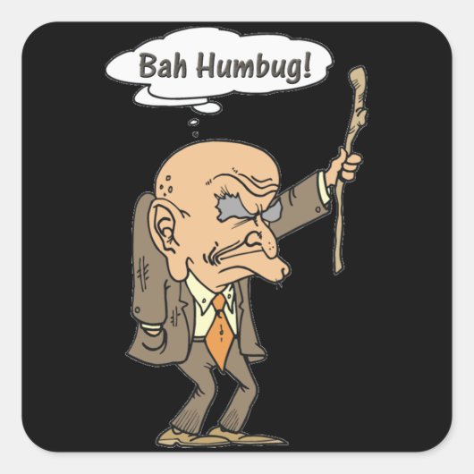 Bah Humbug Oud Man Vierkante Sticker (Voorkant)