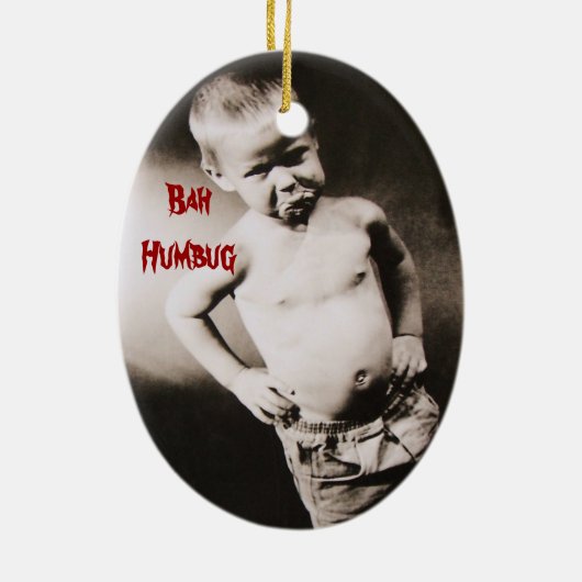 Bah Humbug Pouting Boy Funny Holiday Ornament (Achterkant)