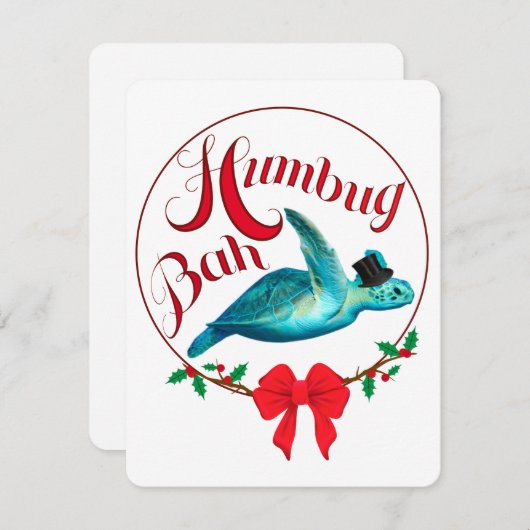 Bah Humbug Scrooge Kerst Schildpad Feestdagenkaart (Voorkant / Achterkant)