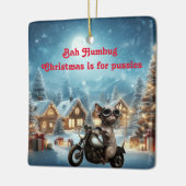 Bah Humbug Sphynx Kat Kerstmis Keramisch Ornament (Links)