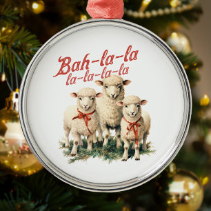 Bah La La Schattigee Retro Kerstschaap Metalen Ornament