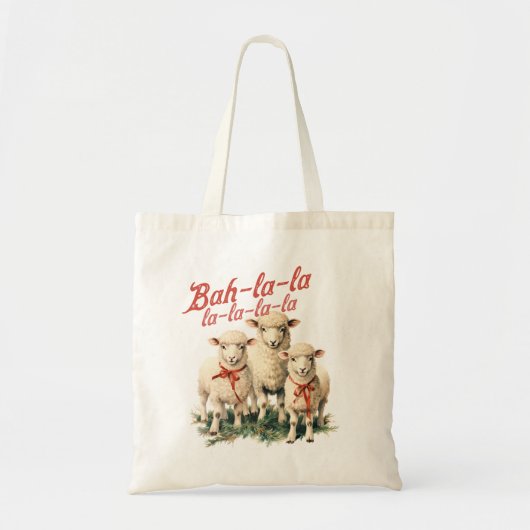 Bah La La Schattigee Retro Kerstschaap Tote Bag (Voorkant)