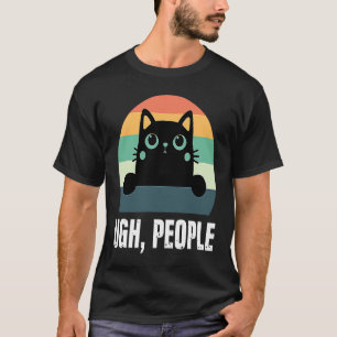 Bah Mens Zwarte Kat Retro Stijl Anti Sociaal Intro T-shirt