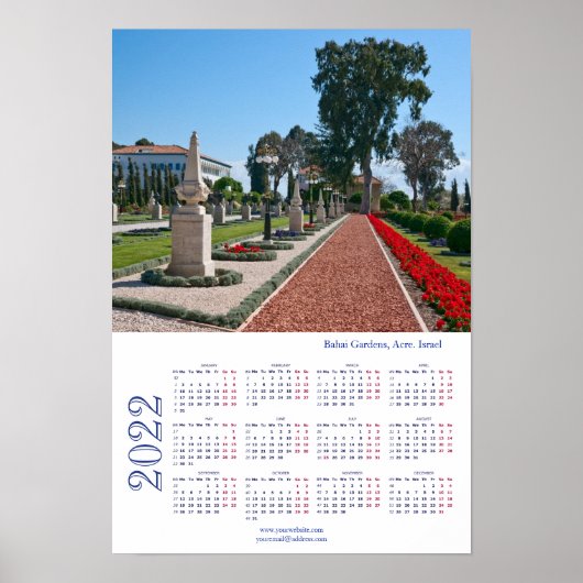 Bahai Gardens, Acre. Israel. Calendar 2022 Poster (Devant)