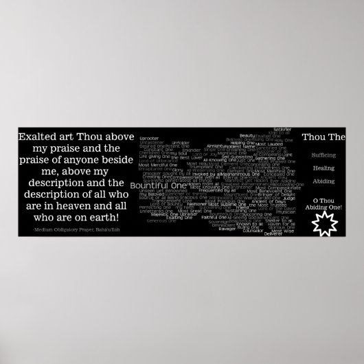 Baha'i Long Healing Prayer Adjectives Poster (Voorkant)