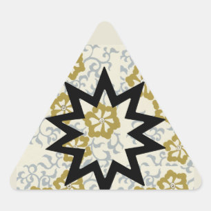 Baha'i ster op gouden en zilveren achtergrond driehoek sticker