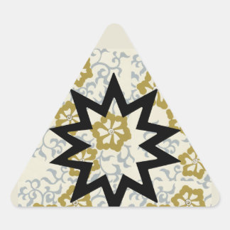 Baha'i ster op gouden en zilveren achtergrond driehoek sticker