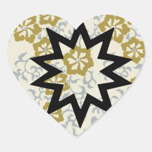 Baha'i ster op gouden en zilveren achtergrond hart sticker